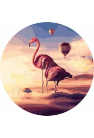 Twoje Hobby Malowanie po numerach okr�g�e - Flamingi w g�rach 40cm