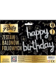 GoParty Zestaw balon�w foliowych Happy Birthday srebrne