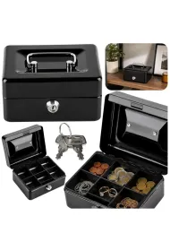 Kasetka na pieni�dze metalowa z kluczem 13x10cm