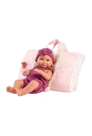 Lalka winylowa bobas Nica w r�owym �piworku 40cm Llorens
