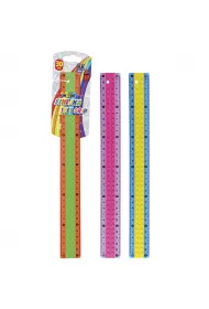 Linijka gumowany plastik 30cm dwukolorowa klocki