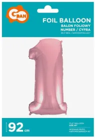 Godan Balon foliowy cyfra 1 jasnor�owa 92 cm