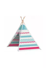 John Namiot drewniany tipi niebiesko - czerwony
