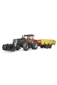 Case IH Optum 300 CVX z �adowaczem i przyczep� z balotami Bruder