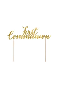 PartyDeco Topper na tort First Communion z�oty 21cm