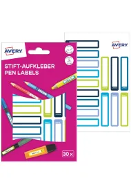 Avery Zweckform Naklejki na przybory do pisania; 50 x 10 mm , 30 naklejek.; zielone / niebieskie ramki, AVERY, RESMI30G