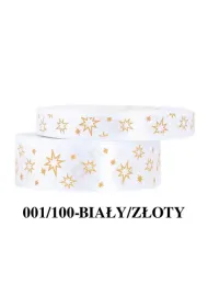 Pogotowie Florystyczno �lubne Wst��ka satynowa w gwiazdki 25mm/22mb