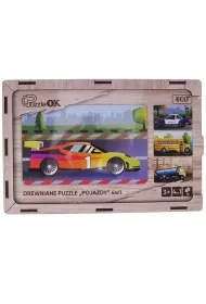 Puzzle drewniane 4w1 pojazdy PuzzleOK