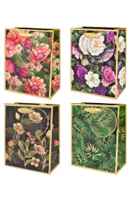 Kukartka Torba QM kwiaty i li�cie, z�ocone (17,7x22,8x9,8cm) mix