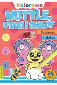 Motyle, ptaki i owady. Kolorowanie z cyferkami