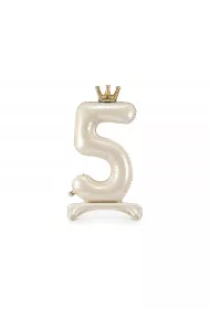 PartyDeco Stoj�cy balon foliowy cyfra 5 jasny krem 84cm