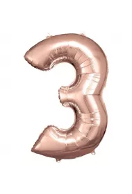 Amscan Balon foliowy cyfra 3 r�owe z�oto 58x86cm