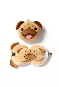 Puckator Pluszowa poduszka podr�na z opask� na oczy Relaxeazzz - Mops
