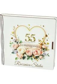 Pude�ko drewniane z ksi��eczk� 55 rocznica �lubu (15x15x2cm)