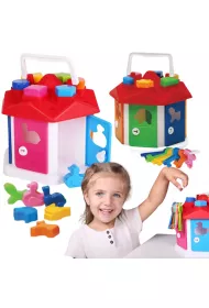 SORTER DOMEK EDUKACYJNY Z KLUCZAMI ZESTAW KLOCKI KSZTATY KOLORY Maksik