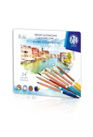 Astra Kredki akwarelowe z drewna cedrowego w metalowym pudeku prestige 24 szt.