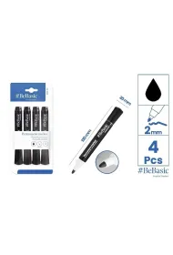BeBasic Marker permanentny czarny 4 szt.