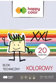 Happy Color Blok techniczny, kolorowy, A4, 170g, 20 arkuszy 20 kartek