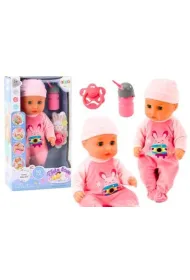 Lalka bobas w r�owej pi�amce siusiaj�ca butelka LeanToys