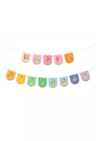 PartyDeco Baner papierowy Happy Birthday mix 163x12cm