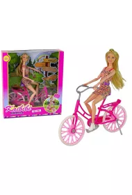 Lalka na rowerze r�owa LeanToys