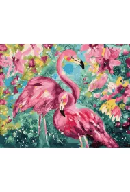 Malowanie po numerach. Flamingi w kolorach 40 x 50 cm