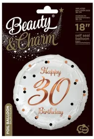 Balon foliowy B&C Happy 30 Birthday bia�y, nadruk r�owo-z�oty 18 Godan