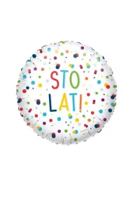 Amscan Balon foliowy Confetti Birthday Sto Lat 43cm