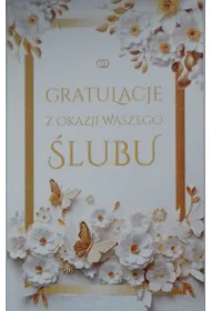 Art Nuvo Karnet �lub z�ocony, bia�e kwiaty (13x20,5cm) S-0405
