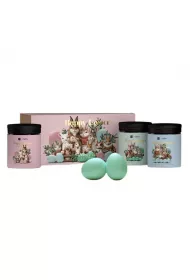 HiSkin Zestaw Happy Easter wieca sojowa Chocolate Eggs + wieca sojowa Garden Party + wieca sojowa Bunny Kisses 3 szt.