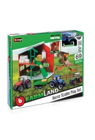 Bburago Stajnia dla koni metalowy Traktor zestaw farma figurki ranczo  18-31682