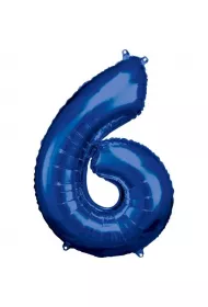 Amscan Balon foliowy cyfra 6 niebieska 60x86cm