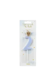 PartyDeco �wieczka urodzinowa 2 jasny niebieski 9.5cm