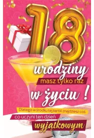Yeku Karnet 18 Urodziny damskie z naklejk� na butelk� JCX066