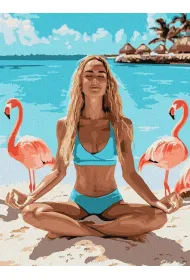 Ideyka Malowanie po numerach - Joga z flamingami 30x40cm