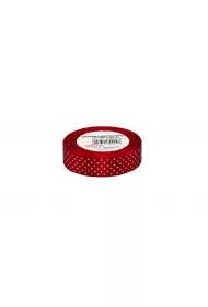Wst��ka satynowa w kropki bordowa 25mm x 22m