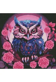 Diamentowa mozaika - Fioletowa sowa 40x40cm
