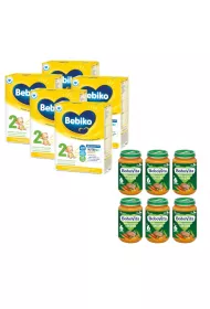 Bebiko 2 Mleko nastpne dla niemowlt powyej 6. miesica ycia + BoboVita Zupka warzywna z cielcin po 6 miesicu Zestaw 5 x 600 g + 6 x 190 g