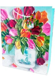 Fresh Torebka ozdobna matowa Kwiaty 26x32x12cm