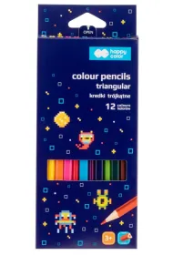 Happy Color Kredki drewniane tr�jk�tne Pixi Planet 12 kolor�w