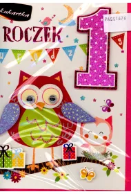 Kukartka Karnet B6 DK-524 Roczek sowa, dziewczynka