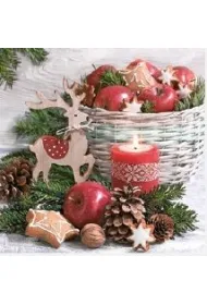 Serwetki Lunch Maki BN - Wood Reindeer and Xmas Basket SLGW022801