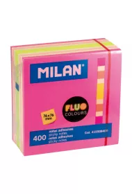 Milan Karteczki samoprzylepne Fluo Mix kostka 76 x 76 mm 400 szt.