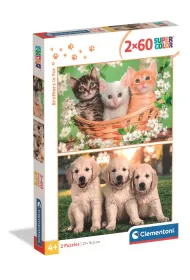 Puzzle 2x60 el. SuperColor. Brothers In Fur Clementoni