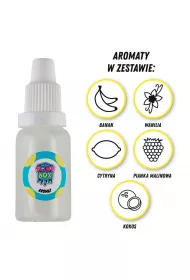 Aromaty zestaw nr 5 - 5 sztuk po 15ml (banan/wanilia/cytryna/pianka malinowa/kokos) Slimebox