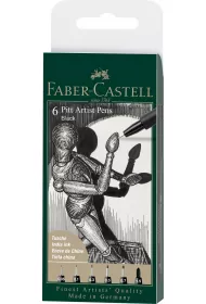 Faber-Castell Pitt artist pen black ko�c�wki xxs, xs, s, f, m, 1.5 etui 6 szt.