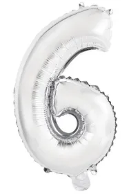 Amscan Balon foliowy mini cyfra 6 srebrna 29x40cm