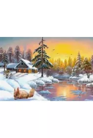Norimpex Diamentowa mozaika - Zima dom nad jeziorem z wiewi�rk� 30x40cm