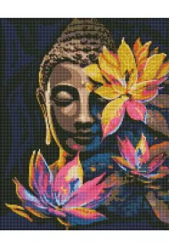 Ideyka Diamentowa mozaika - Budda z lotosami 40x50cm