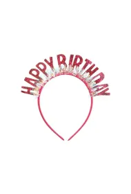 PartyDeco Opaska Happy Birthday 18x18cm r�owa